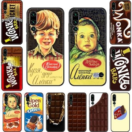 Alenka Bar Wonka Chocolate Custom Phone case For Huawei P 8 10 20 30 Smart Plus 2019 Z Lite Pro 2017 2019 black tpu Etui
