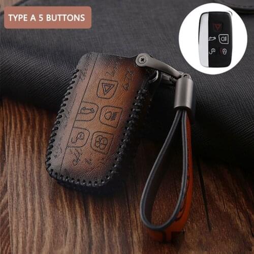 Retro style genuine leather Car Key Case Cover For Land Rover A9 Discovery Range Rover Sport 4 Evoque Freelander 2 Discovery