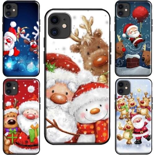 Santa Snowman Reindeer Case For iPhone 11 Pro Max XS X XR 6S 7 8 Plus SE 2020 For iPhone 12 Pro Max mini Coque