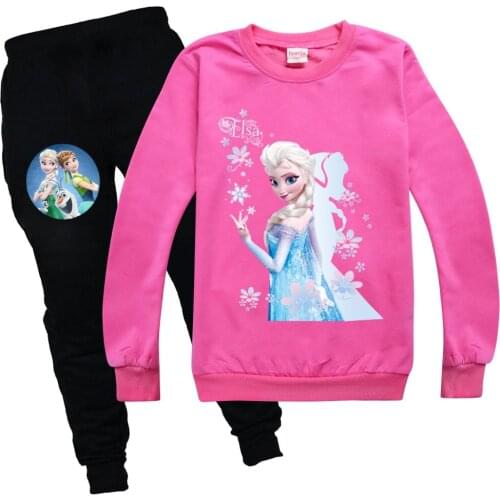 Disney Frozen Baby Girls Sport Suit Kids Clothes Set Long Sleeve Top & Pants Casual Clothes For 2-16 Years Elsa Clothes Set