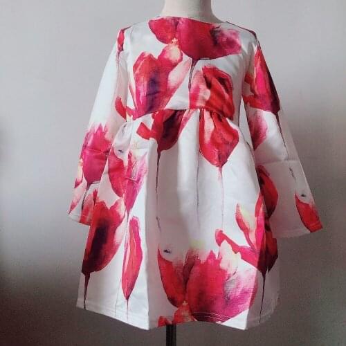 2019 European and American childrens cotton print dress long sleeve dress k1