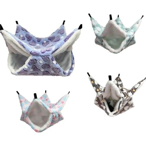 Pet Hamster Double-layer Fleece Soft Winter Warm House Hanging Nest Sleeping Bed for Guinea Pig Hedgehog Chinchilla Bird Hammock