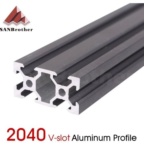 1PC BLACK 2040 European Standard Anodized Aluminum Profile Extrusion 100-800mm Length Linear Rail for CNC 3D Printer