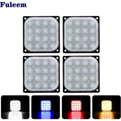 Fuleem 4PCS 16LED 48W Car Dash Emergency Strobe Flash Light Bar Warning Lamp 12V 24V Waterproof