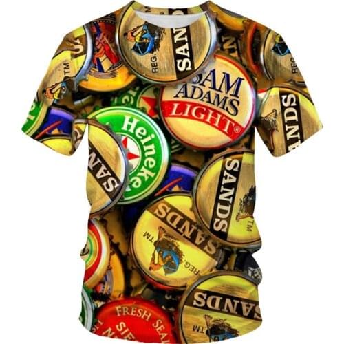 Mens 3D Card Printing Short Sleeve T-shirt Fashion Retro Shirt Casual Oversieze Summer New