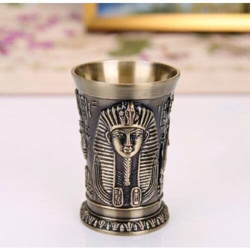 Hot Sale Miniature Figurines Vintage Egypt Style Wine Cup Metal Goblet Art Craft Decoration Gift Home Ornaments Holiday Gift