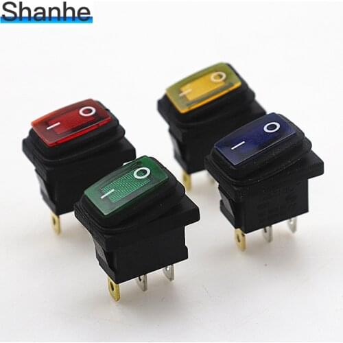 Kcd1-101 3 pins mini on off seal waterproof rocker switch in 12v red Green Orange Blue