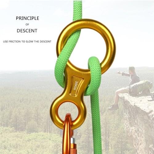 Aluminum Alloy 35KN Rock Climbing Descender Horns 8 Words Ring Downhill Protection Equipment Escaping Caving Engineering