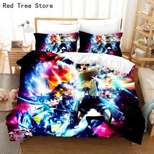 Attack on Titan Fashion Anime 3d Bedding Set Kids Boy Teens Gift Duvet Cover Pillowcase Cartoon Design Comforter 2/3pcs Bed Sets