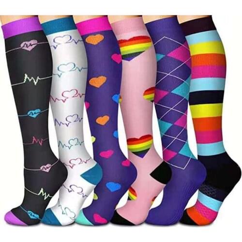 New Compression Socks Women Men Knee High Best for Running Nurses Fitness Outdoor Sports Crossfit Flight Travel Golfs Tube Socks