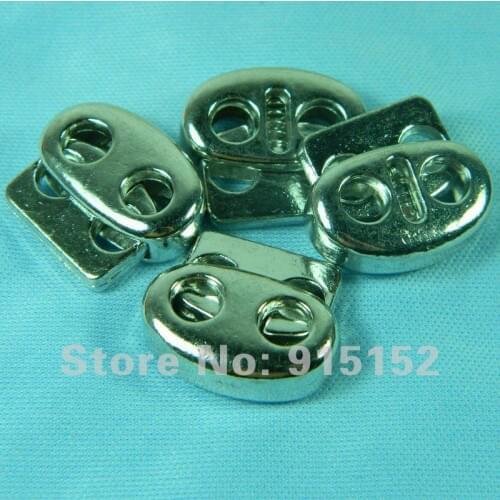 2 holes metal silver spring, cord lock, spring stopper, cord stopper 50 pcs/lot, free shipping