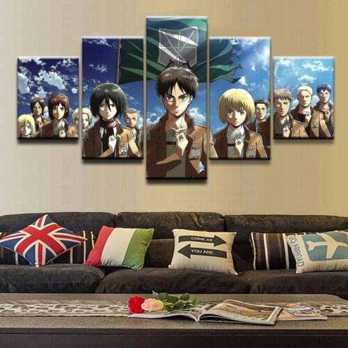 Canvas Printed Poster Home Decoration Painting 5 Pieces Attack On Titan Animation Classic Wall Art Pictures Living Room Modular