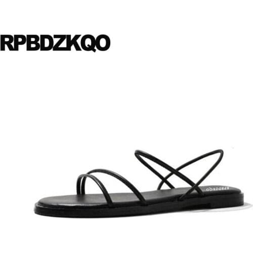 Beach Summer Strappy Flat Double Strap Sandals Shoes Soft Cheap Holiday 2018 Slingback Designer Slip On Black Women Open Toe