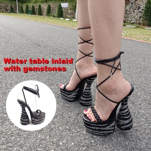 LAUSLES 2021 new spring autumn casual high-heeled shoes Diamond sole Thick heel lady high heel Summer Fashion Design Weave Wom