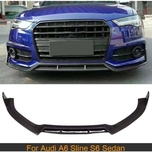 Car Front Bumper Lip Spoiler For Audi A6 Sline S6 Sedan 2016 - 2019 Front Bumper Lip Splitters Spoiler Non Standard Carbon Fiber
