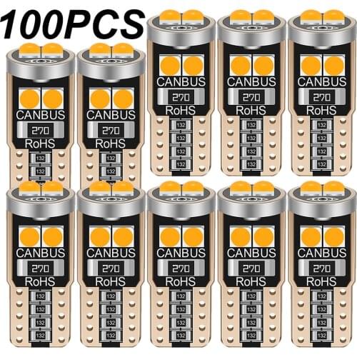 100PCS T10 W5W 168 192 2825 WY5W Super Bright LED Car Interior Reading Dome Lamp Auto Wedge Parking Bulb License Plate Lights