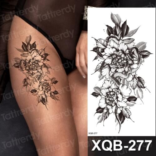 Temporary tattoos woman thigh arm band sleeve tatoo for women body art stickers flowers snake sexy girls tattoo black waterproof