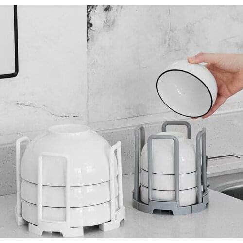 Retractable Drain Bowl Rack Creative Simple Rice Bowl Stacking Storage Rack Detachable Hollow Anti-Falling Kitchen Accessories