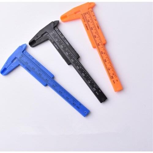 10/50PCS 80mm Orange Mini Plastic Sliding Vernier Caliper Gauge Measure Tool Ruler Micrometer to 1MM About 11.5CM Length