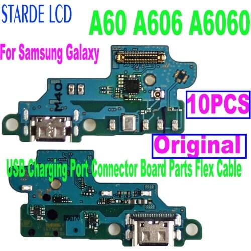 10PCS USB Charging Port Connector Board Parts Flex Cable With Microphone Mic For Samsung Galaxy A60 A606 A6060 SM-A606F