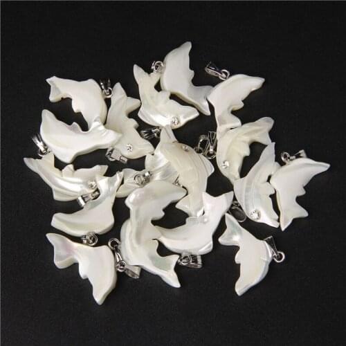 2-10pcs Charms Lovely Dolphin 24x14mm Mother of Pearl White Color Pendants Making DIY Handmade Shell Charm CZ Jewelry Suppies