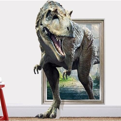 3D Childrens Room Realistic Dinosaur Broken Wall Bedroom Living Room Background Can Remove Decorative Waterproof Wall Stickers
