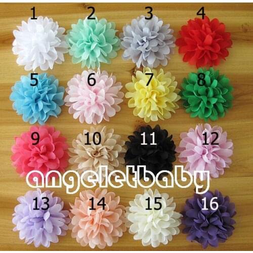 50pcs 4" hair accessories kids hair bows flower Chiffon sewing accessorie african voile lace without clip HT2113