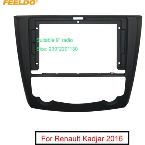 FEELDO Car 9 Inch Audio Face Plate Fascia Frame For Renault Kadjar 2Din Big Screen Radio Stereo Panel Dash Mount Frame Kit
