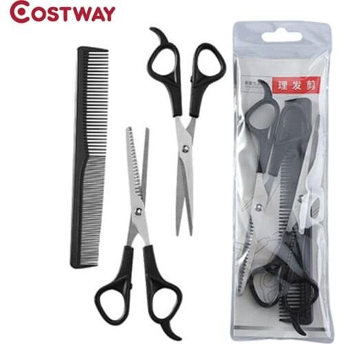 COSTWAY 3pc Hair Scissors Shears Salon Professional Barber Hair Cutting Thinning Hairdressing Set Styling Tool Hairdressing Comb