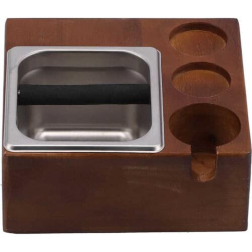 Wood Coffee Tamper Stand Coffee Handle Holder with Knock Bin Container Storage Box Coffee Maker Machine Parts