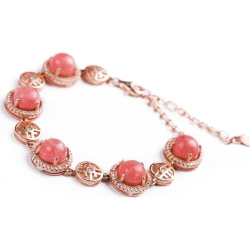 Precious Natural Rhodochrosite Bracelets For Women Female Fashion Natural Stone Link Chain Bracelet Drop Shipping