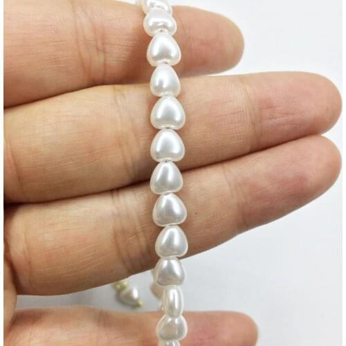 Eruifa 30pcs 6mm Popular High quality Heart Plastic Pearl Beads Charms Pendant Jewelry DIY Earring Necklace