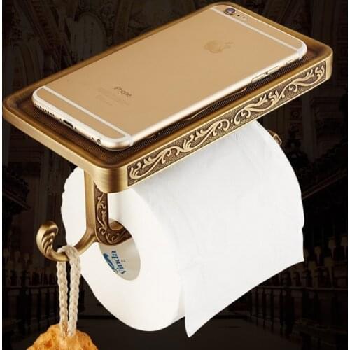 European gold antique paper roll holder creative, Bathroom toilet paper holder, WC / kitchen paper holder brass FREE SHIPPING