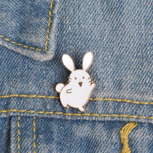 Funy Dancing Rabbit Cat Enamel Pins Animal Brooches Bag Clothes Lapel Pin Badge White Rabbit Dancing Bunny Jewelry Gift Kids