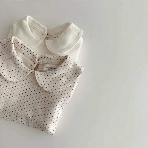 Girls' T-shirt 2021 spring new baby Lace Baby collar outerwear cotton soft T-shirt toddler girl clothes girl clothes