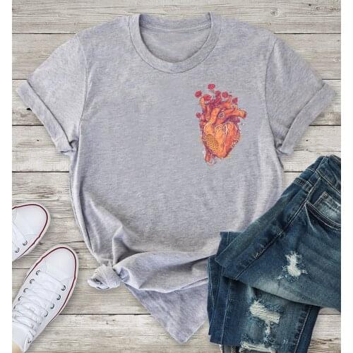 Colored Sweet Heart gothic t-shirt unisex women graphic grunge street style hipster Fashion harajuku 100% Cotton tee top tshirt