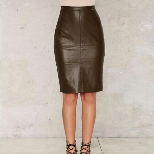 Custom Made New Fashion Women Sexy Slim High Waist Solid Faux Leather Skirt Skinny Zipper Streetwear Casual Bodycon Skirt