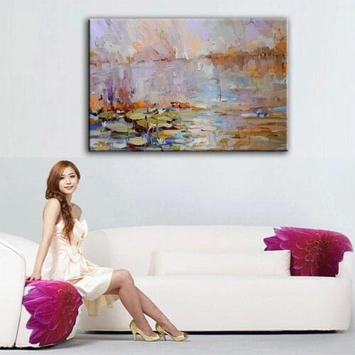 Home decor oil painting hand painted high quality landscape knife painting pictures DM1609327