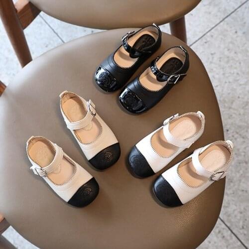 Toddlers Girls Big Kids Leather Shoes Children Flats Casual Shoes Patched Colors Classic Ins Hot 2021 Autumn School Shoes 21-35