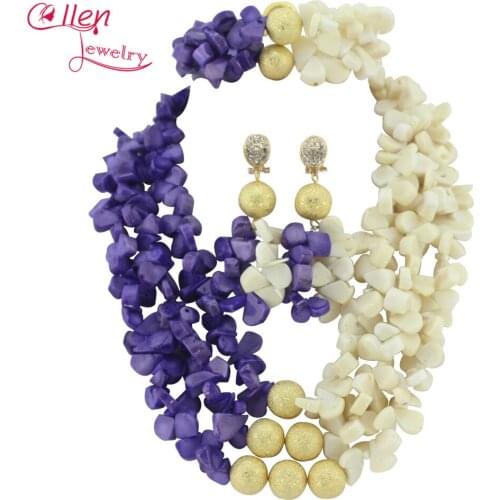 Purple African Nigerian Wedding Beads Jewelry Set Coral Jewelry Set Coral Beads Necklace Set African Jewelry Set W6800
