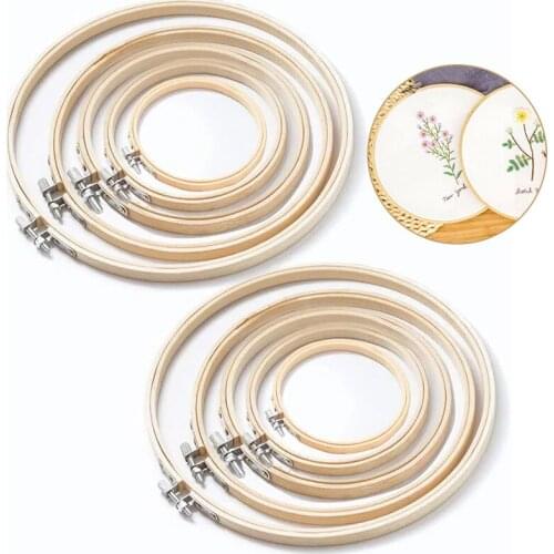 LMDZ 10Pcs Bamboo Frame Embroidery Hoop Ring DIY Needlecraft Cross Stitch Round Wooden Embroidery Hoops With(5 Size)