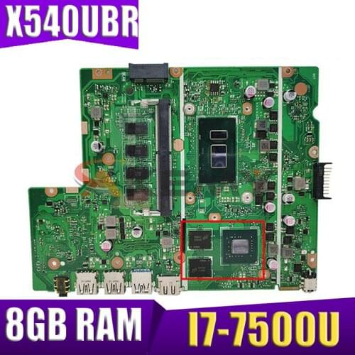 Akemy X540UBR notebook mainboard For ASUS X540UB X540UBR X540UV laptop motherboard mainboard I7-7500U 8GB RAM V2G tested 100% ok