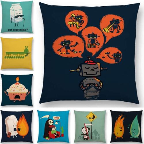 Cartoon Cushion Cover Little Baby Happy Days Warm Heart Funny Fruits Cute Food Colorful Pillow Case