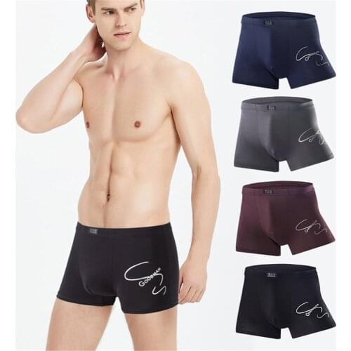 2021 Print Men Comforable Panties Breathable Mid-waist Modal Long Underpants Man for Family Sexy Underwear Calzoncillos Hombre