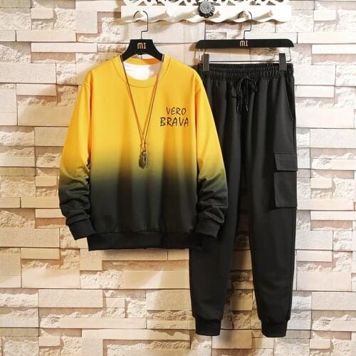 Men Jogging Tracksuit 2021 Spring Autumn Tracksuits Mens Set Hoodies + Pants Suit Fleece Sweatshirt Sportswear Sets Casual