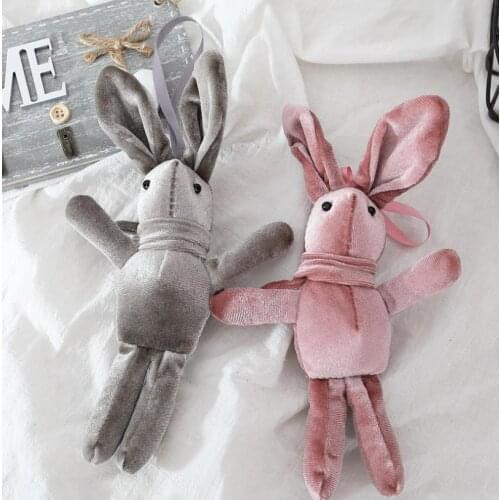 Velvet Bunny Soft Stuffed Plush Rabbit Animal Toy Wedding Gift Doll for Birthday Cake Decorations Party Favors Bag Pendants
