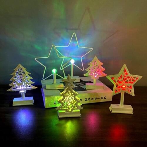 New Wrought Iron Christmas Tree Led Five-pointed Star Lighting European Holiday Decoration Scene Layout