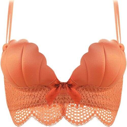 New Shell Queen Massage Palm Cup Bra Lace bra sexy and comfortable gather-up underwear Small breasted underwear womens single