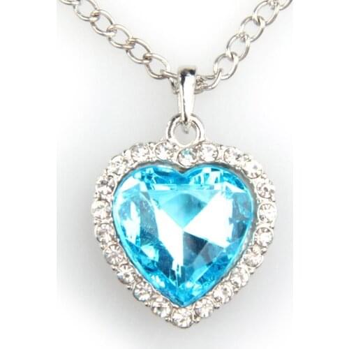 New Fashion Woman Necklace Movie Titanic Blue Zircon Heart of Ocean Necklaces Jewelry LXH