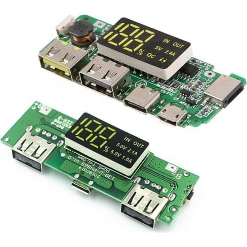 Lithium Battery Charger Board LED Dual USB 5V 2.4A Micro USB Type-C Mobile Power Bank 18650 Charging Module Circuit Protection
